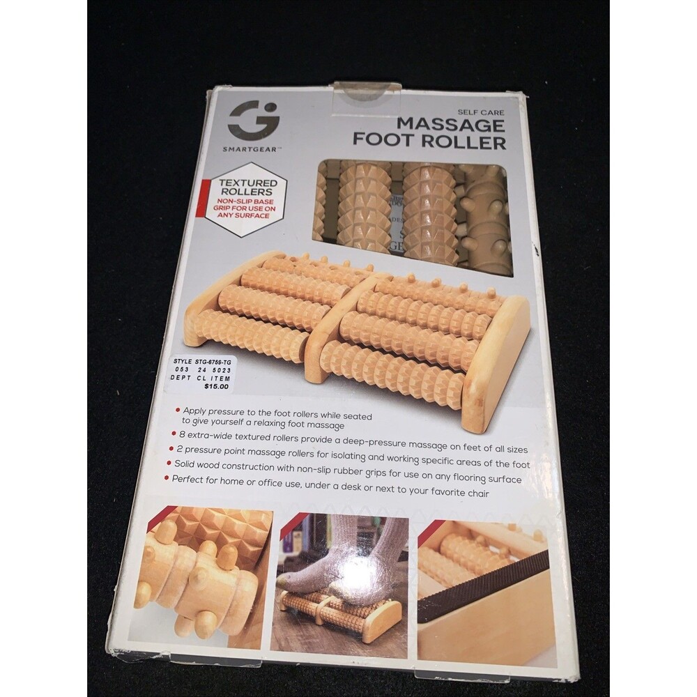 Smartgear Self Care Massage Foot Roller Textured Rollers Non-Slip Base NIB